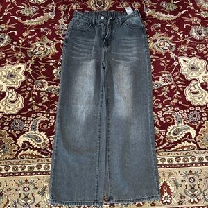 Girl’s High-Waist Wide-Leg Jeans in Black